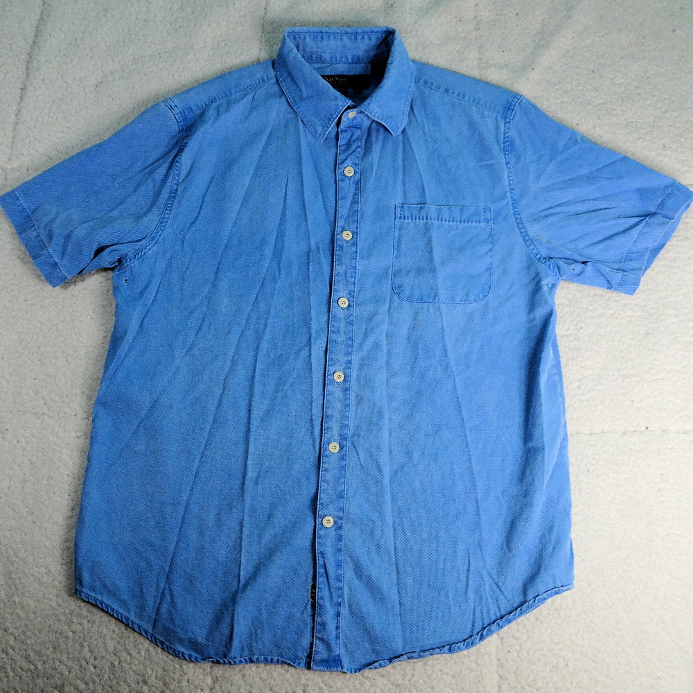 Nat Nast Blue Bup Silk Blend Shirt Medium